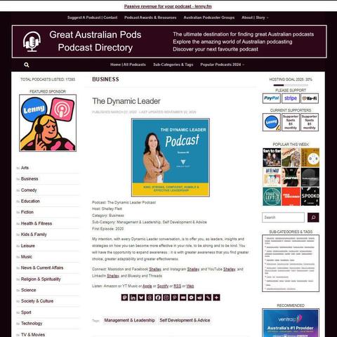 The Dynamic Leader Podcast
Screenshot of the podcast listing on the Great Australian Pods website