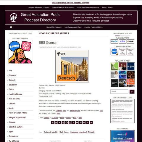 SBS German - SBS Deutsch
Screenshot of the podcast listing on the Great Australian Pods website