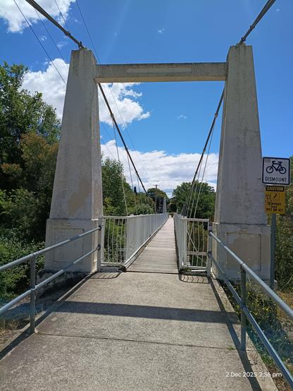 One end of the suspension bridge