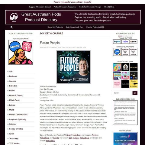 Future People
Screenshot of the podcast listing on the Great Australian Pods website