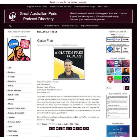 A Gluten Free Podcast
Screenshot of the podcast listing on the Great Australian Pods website