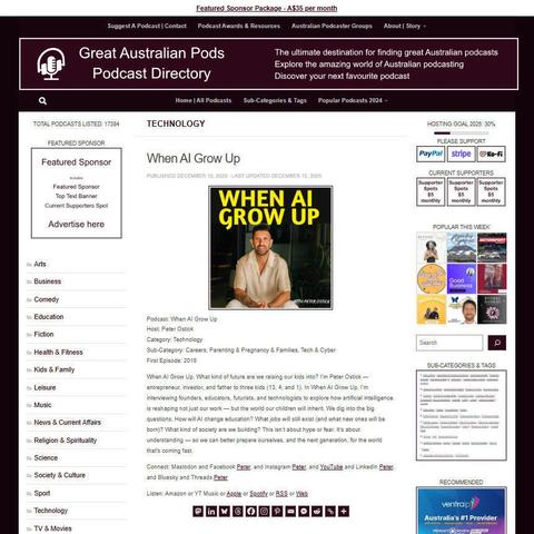 When AI Grow Up
Screenshot of the podcast listing on the Great Australian Pods website