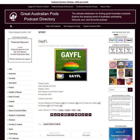 GayFL
Screenshot of the podcast listing on the Great Australian Pods website