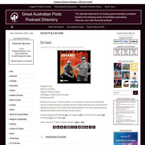 DI Hard
Screenshot of the podcast listing on the Great Australian Pods website
