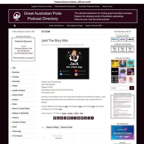 Jack The Story Man
Screenshot of the podcast listing on the Great Australian Pods website