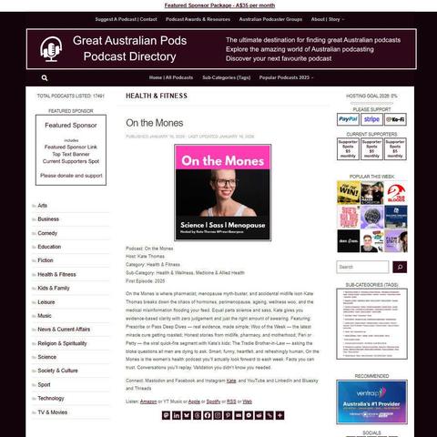 On the Mones
Screenshot of the podcast listing on the Great Australian Pods website