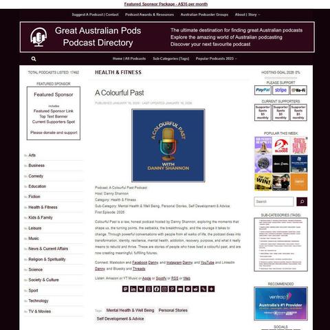 A Colourful Past Podcast
Screenshot of the podcast listing on the Great Australian Pods website