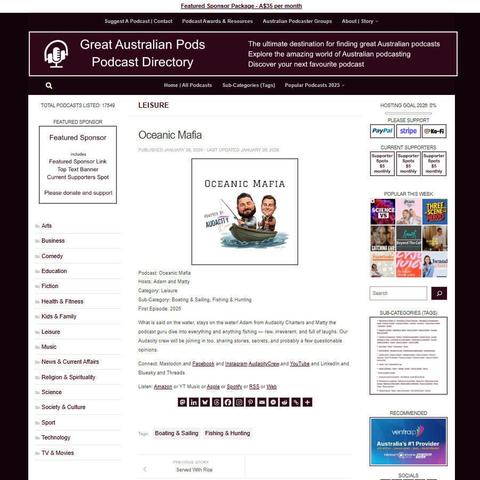 Oceanic Mafia
Screenshot of the podcast listing on the Great Australian Pods website