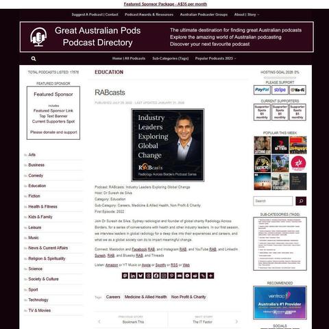 RABcasts: Industry Leaders Exploring Global Change 
Screenshot of the podcast listing on the Great Australian Pods website