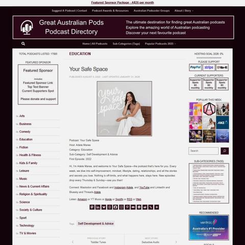 Your Safe Space
Screenshot of the podcast listing on the Great Australian Pods website