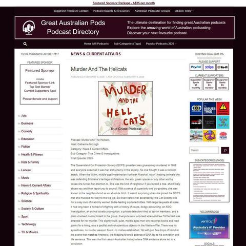Murder And The Hellcats
Screenshot of the podcast listing on the Great Australian Pods website