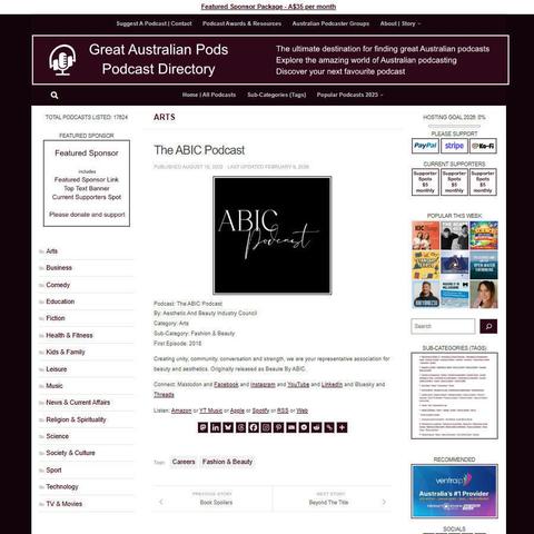 The ABIC Podcast
Screenshot of the podcast listing on the Great Australian Pods website