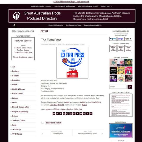 The Extra Pass
Screenshot of the podcast listing on the Great Australian Pods website