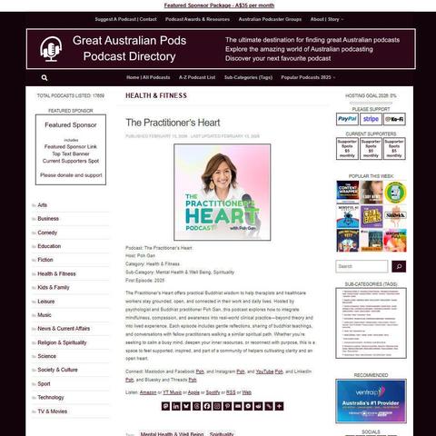 The Practitioner's Heart
Screenshot of the podcast listing on the Great Australian Pods website