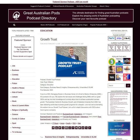 Growth Trust Podcast
Screenshot of the podcast listing on the Great Australian Pods website