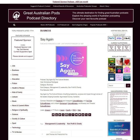 Josh Thomas And Friends And You
Screenshot of the podcast listing on the Great Australian Pods website