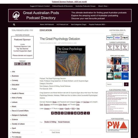 The Great Psychology Delusion
Screenshot of the podcast listing on the Great Australian Pods website