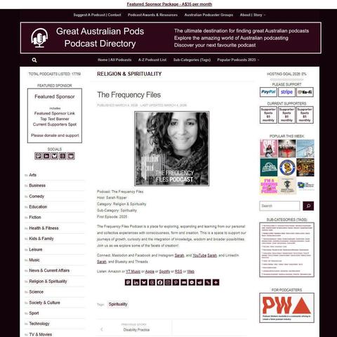 The Frequency Files
Screenshot of the podcast listing on the Great Australian Pods website