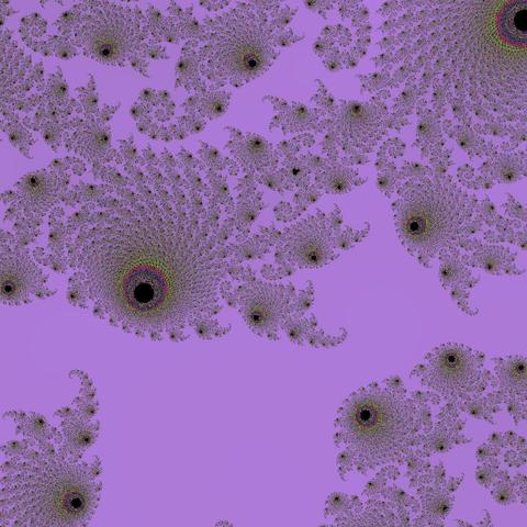 A render of the mandelbrot set using randomised colours. The centre point is 0.32614116176488733 + 0.05418084740823592i and we are zoomed to 1.7435947022e+05 magnitude.