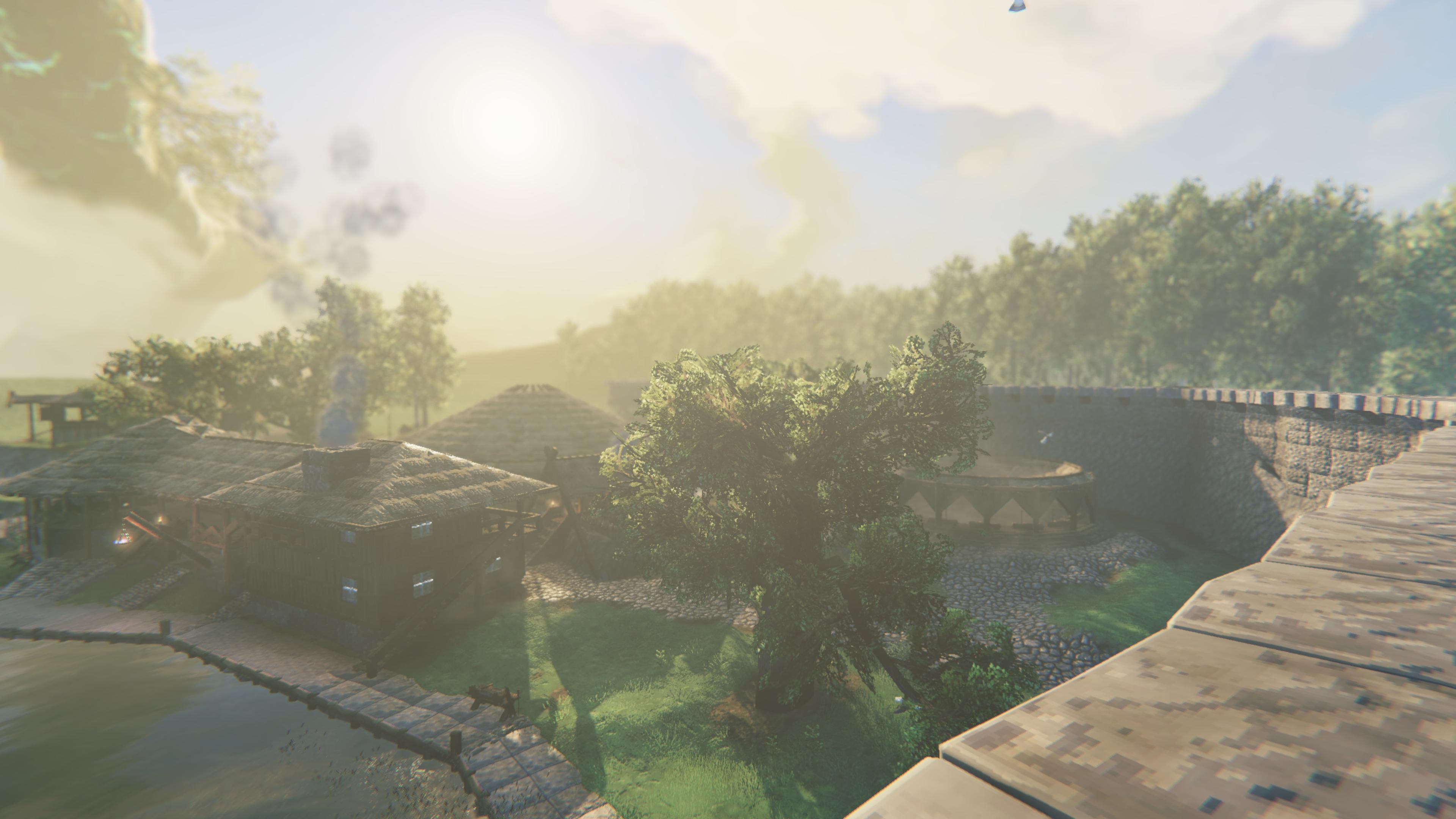 From right to left: Tòrshavn southern defensive wall, combat training arena, piggery, storehouse and mead hall, warrior residence, smeltery.