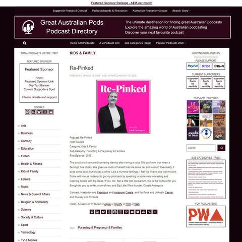 Re-Pinked
Screenshot of the podcast listing on the Great Australian Pods website