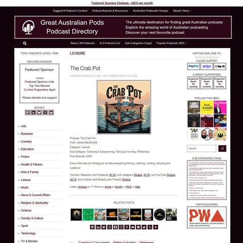 The Crab Pot
Screenshot of the podcast listing on the Great Australian Pods website