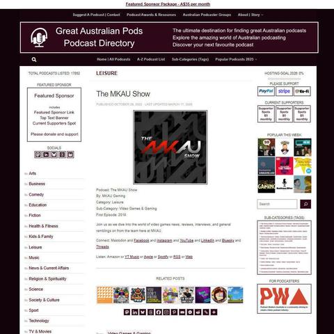The MKAU Show 
Screenshot of the podcast listing on the Great Australian Pods website