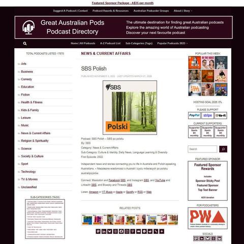 SBS Polish - SBS po polsku 
Screenshot of the podcast listing on the Great Australian Pods website