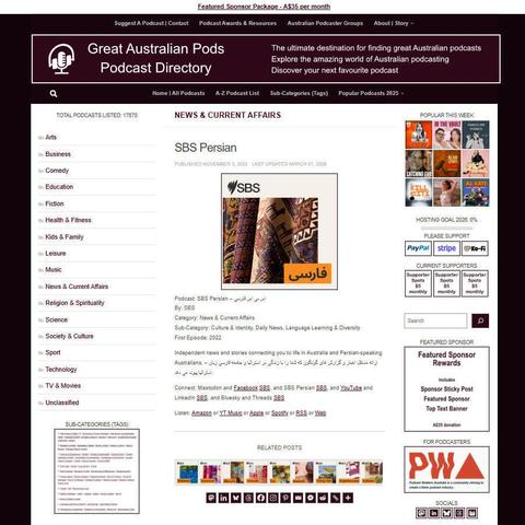 SBS Persian
Screenshot of the podcast listing on the Great Australian Pods website