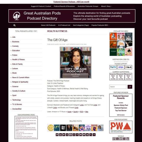 The Gift Of Age Podcast
Screenshot of the podcast listing on the Great Australian Pods website