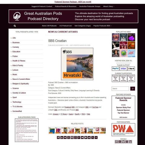 SBS Croatian - SBS na hrvatskom 
Screenshot of the podcast listing on the Great Australian Pods website