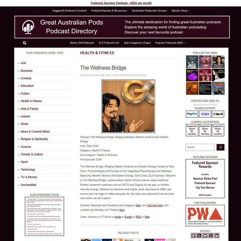 The Wellness Bridge- Bridging Between Western Science And Eastern Energy
Screenshot of the podcast listing on the Great Australian Pods website