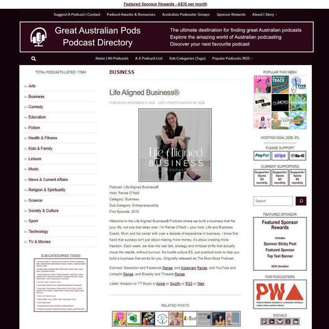Life Aligned Business®
Screenshot of the podcast listing on the Great Australian Pods website