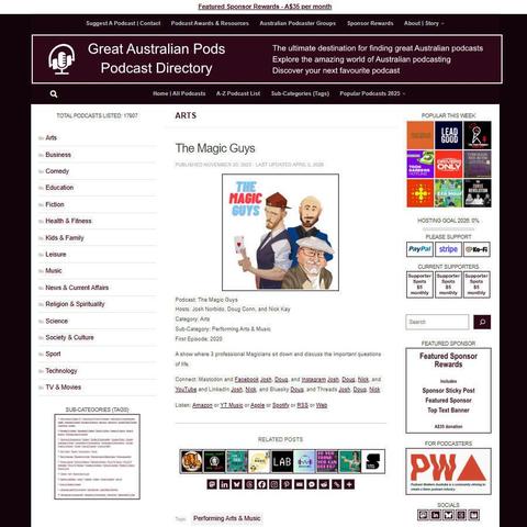 The Magic Guys   
Screenshot of the podcast listing on the Great Australian Pods website