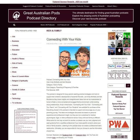 Connecting With Your Kids  
Screenshot of the podcast listing on the Great Australian Pods website 