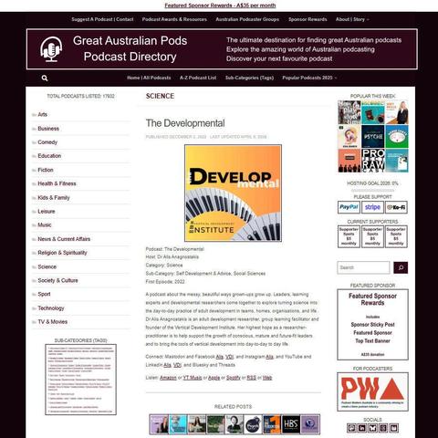 The Developmental   
Screenshot of the podcast listing on the Great Australian Pods website