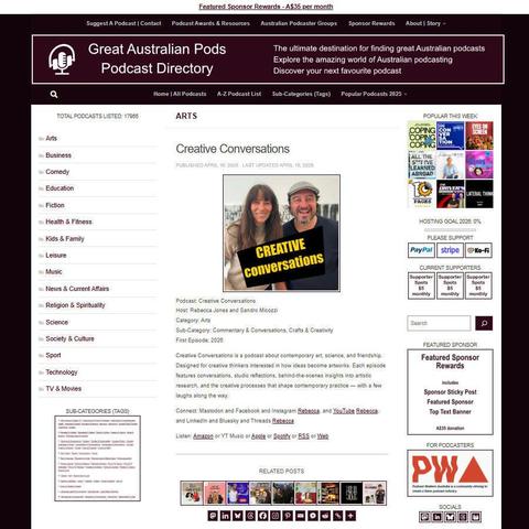 Creative Conversations   
Screenshot of the podcast listing on the Great Australian Pods website