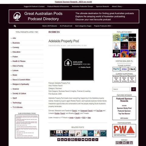 Adelaide Property Pod  
Screenshot of the podcast listing on the Great Australian Pods website