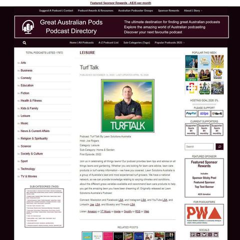 Turf Talk By Lawn Solutions Australia   
Screenshot of the podcast listing on the Great Australian Pods website