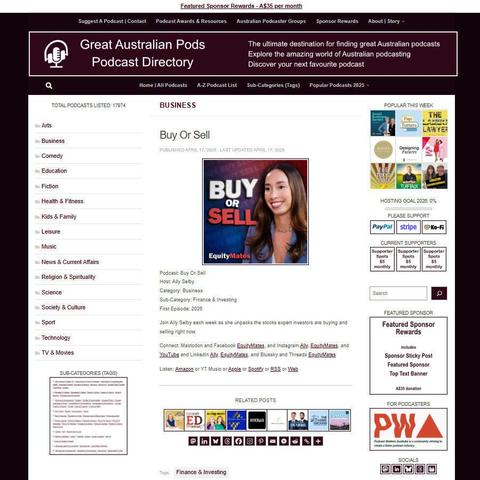 Buy Or Sell   
Screenshot of the podcast listing on the Great Australian Pods website