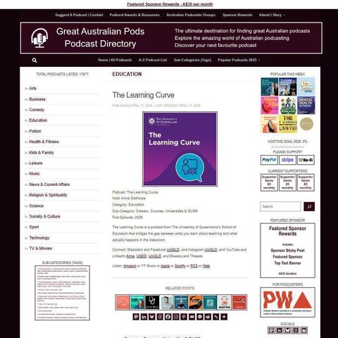The Learning Curve   
Screenshot of the podcast listing on the Great Australian Pods website