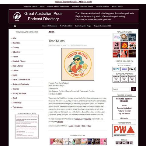 Tired Mums Podcast   
Screenshot of the podcast listing on the Great Australian Pods website