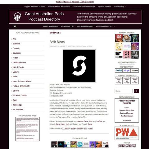 Bothsides Podcast   
Screenshot of the podcast listing on the Great Australian Pods website