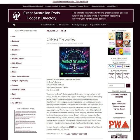 CrossFit Canberra - Embrace The Journey   
Screenshot of the podcast listing on the Great Australian Pods website