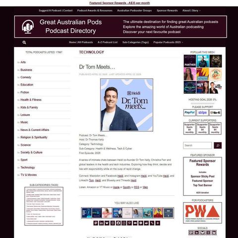 Dr Tom Meets...   
Screenshot of the podcast listing on the Great Australian Pods website