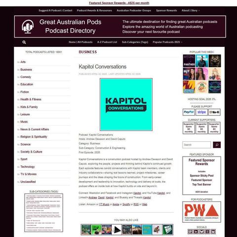 Kapitol Conversations   
Screenshot of the podcast listing on the Great Australian Pods website