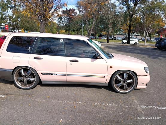 pale pink station wagon