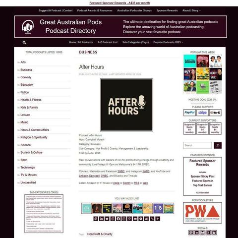 After Hours
Screenshot of the podcast listing on the Great Australian Pods website