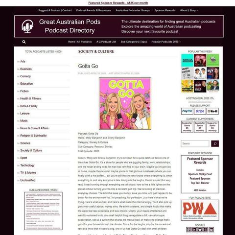 Gotta Go   
Screenshot of the podcast listing on the Great Australian Pods website