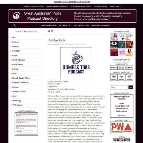 Humble Togs Podcast   
Screenshot of the podcast listing on the Great Australian Pods website